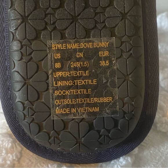 NWOT Kate Spade Navy Satiny Starry Night Bunny Slippers Slip on Shoes Size 8 - Picture 9 of 9